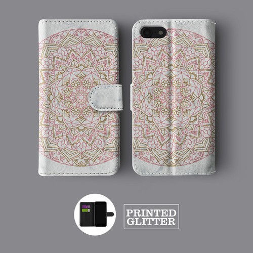 Gold mandala pattern leather - gold,