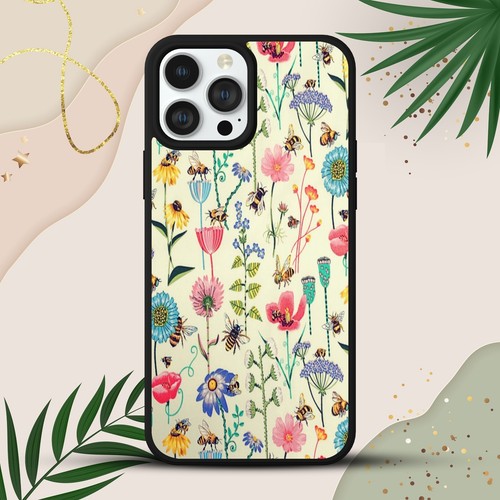 Floral pattern watercolour bee - floral,