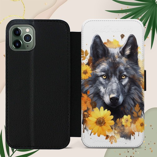 Black wolf floral - wolf,