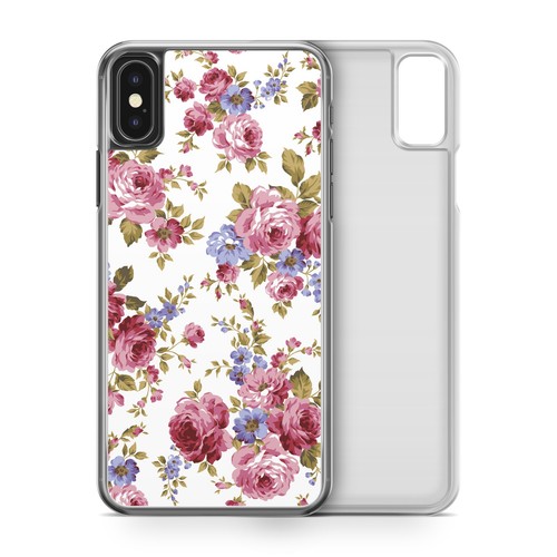 Floral pattern blue red - blue,