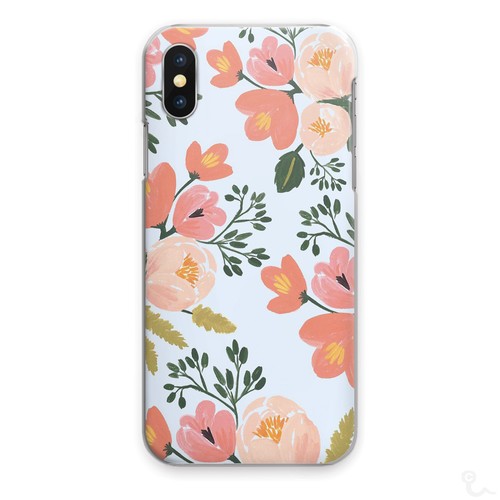 Peach floral print phone case - peach,